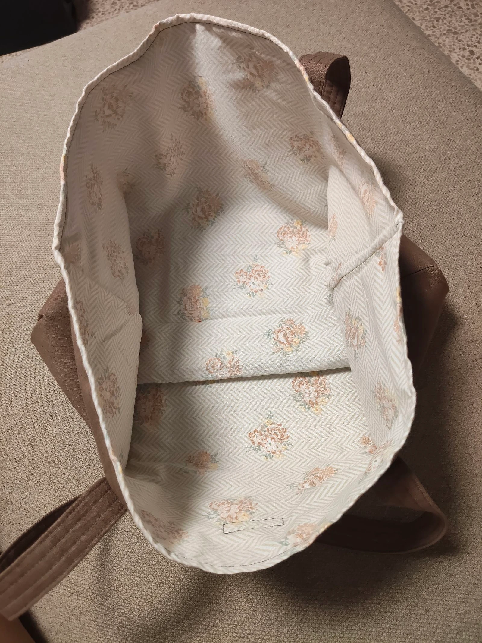Maskucadas-Tote bag van zacht katoen met effen stof en bloemenprint binnenkant met bijpassende bloemenrand Tie-Dye – photo 5